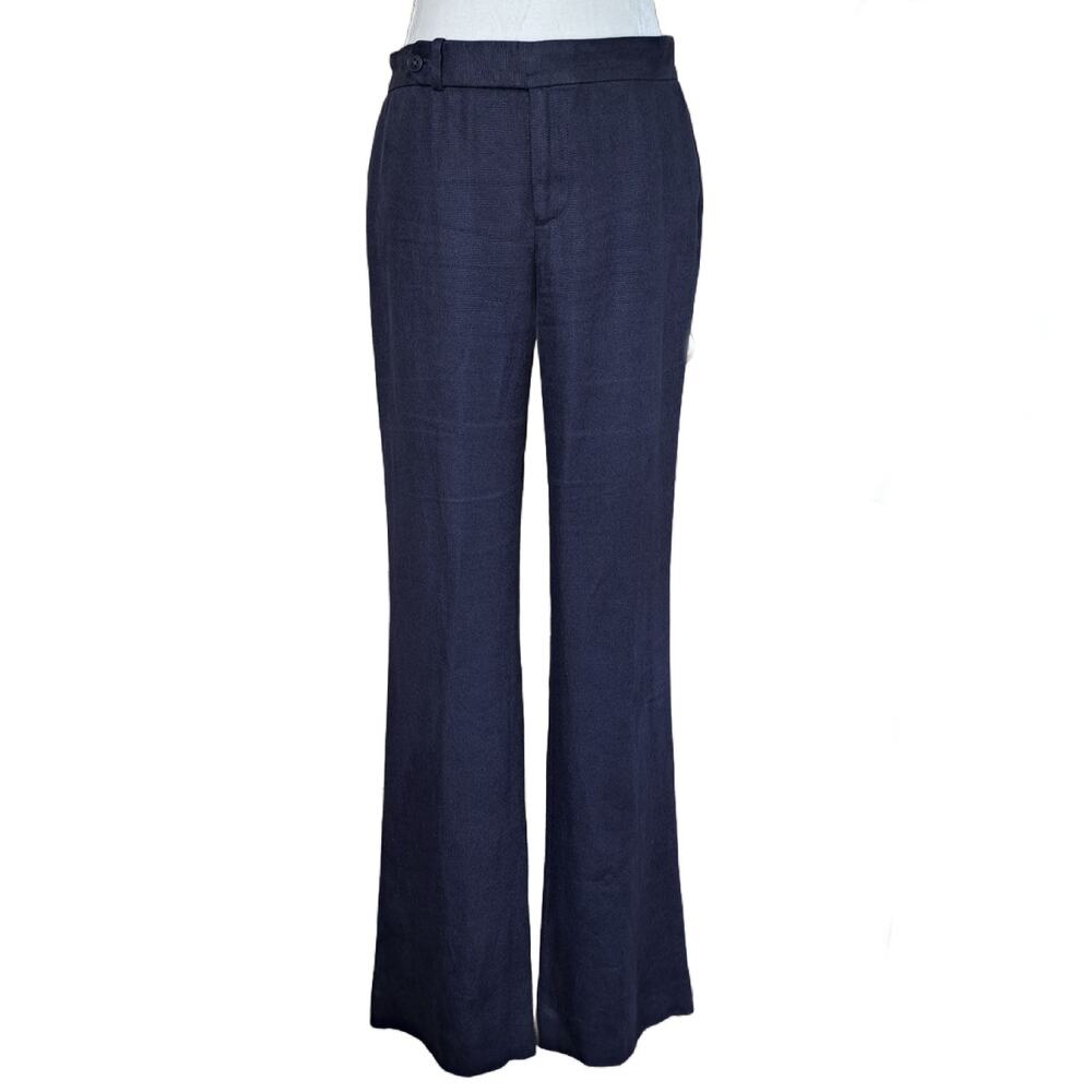 RALPH LAUREN Black Label Navy Blue Linen Pant Size 6 x 34" Straight Leg